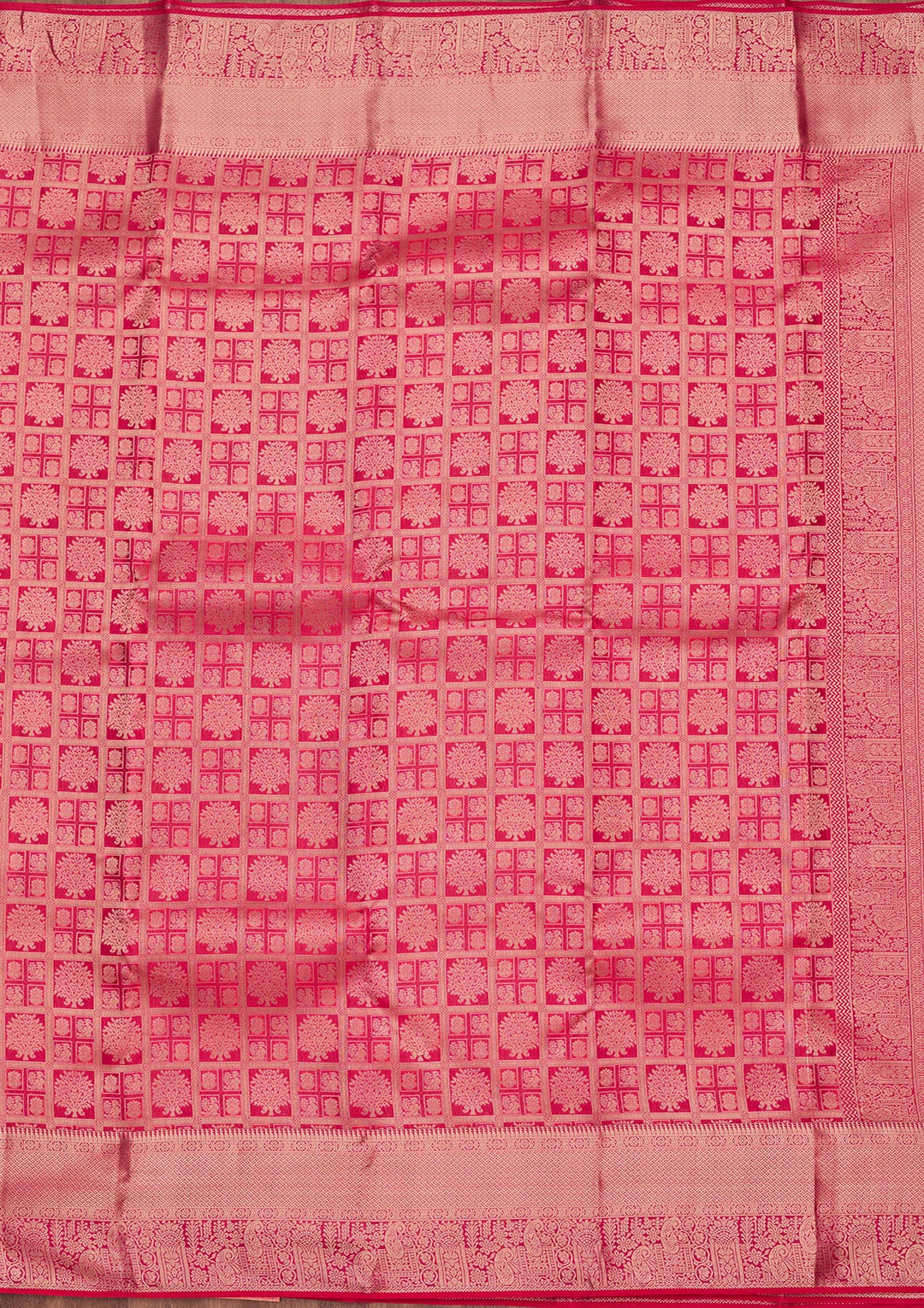 Rani Pink Silk Jaal Saree With Matching Blouse Piece