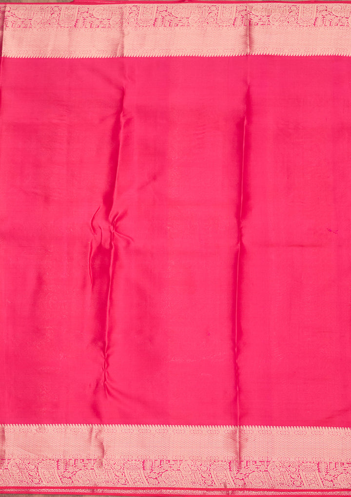 Rani Pink Silk Jaal Saree With Matching Blouse Piece