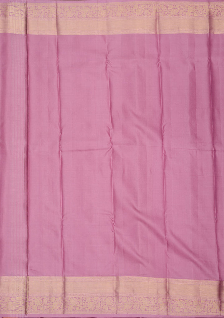 Mauve Pure Silk Jaal Gold Zariwork Saree With Matching Blouse Piece