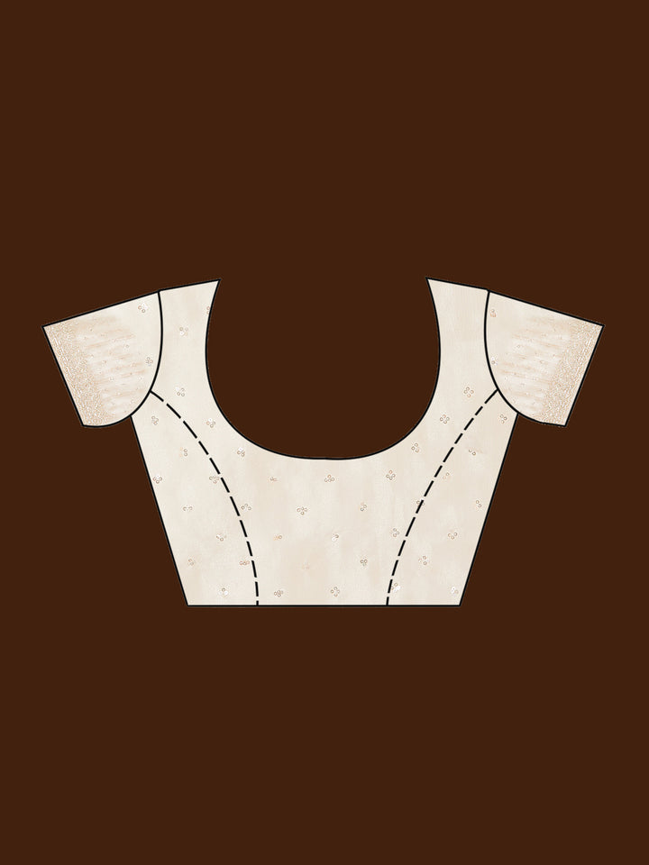 Off White Sequins Net Saree