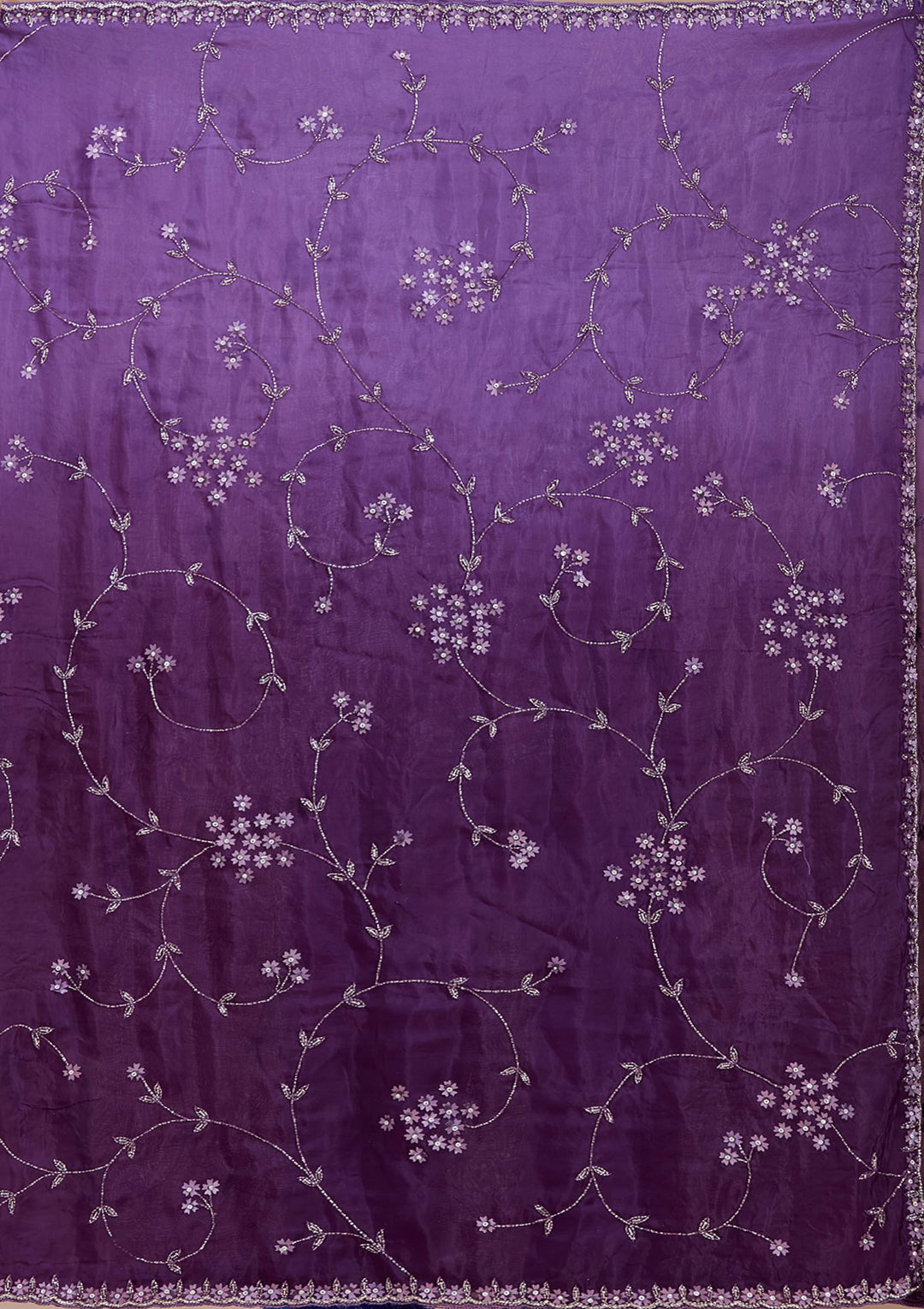 Purple Cutdana Satin Saree