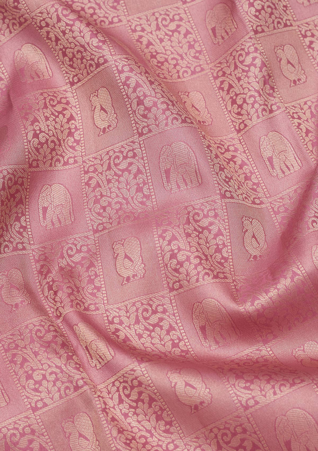 Onion Pink Silk Jaal Saree With Matching Blouse Piece