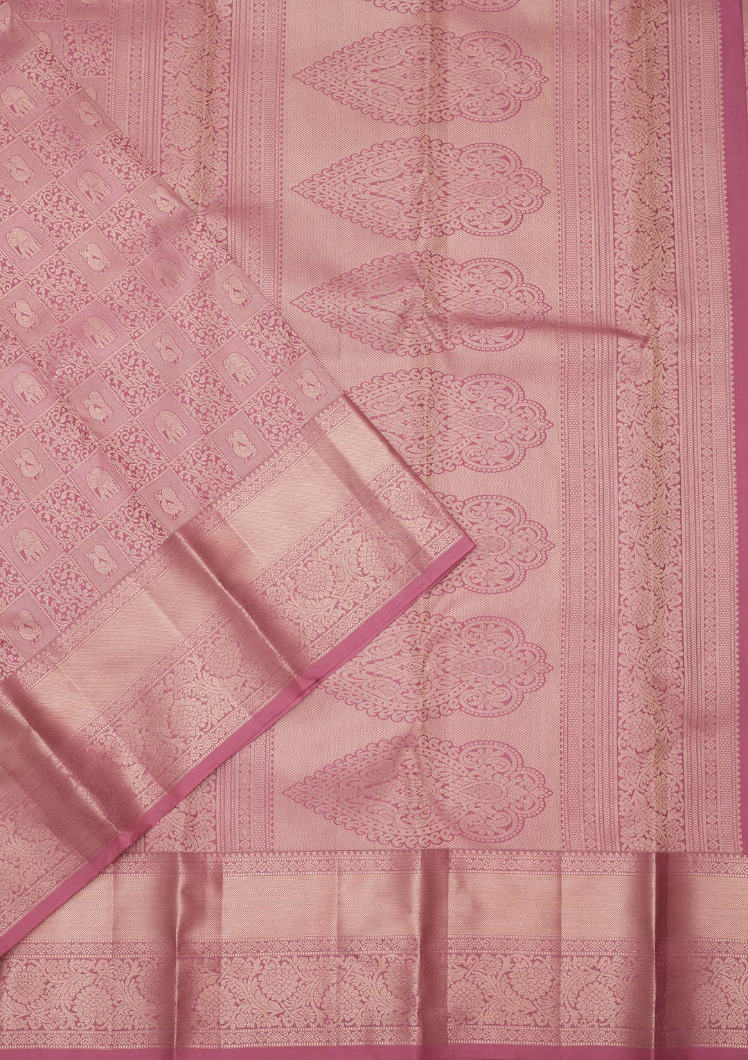 Onion Pink Silk Jaal Saree With Matching Blouse Piece