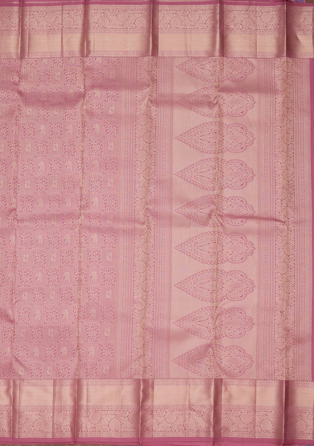 Onion Pink Silk Jaal Saree With Matching Blouse Piece