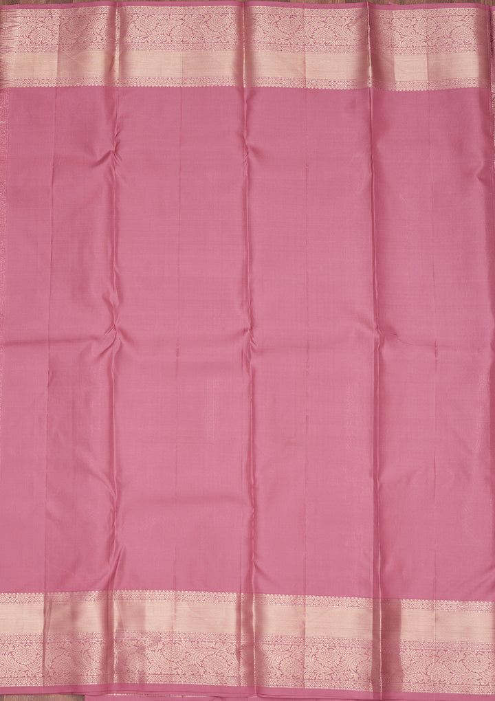 Onion Pink Silk Jaal Saree With Matching Blouse Piece