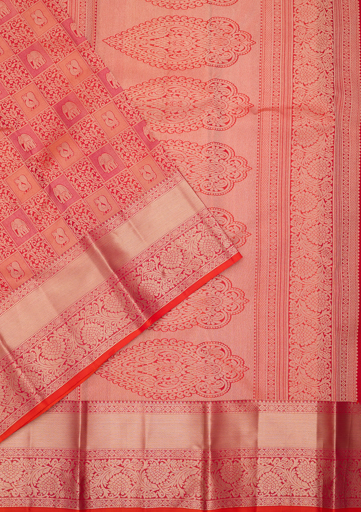 Orange Zariwork Pure Silk Saree