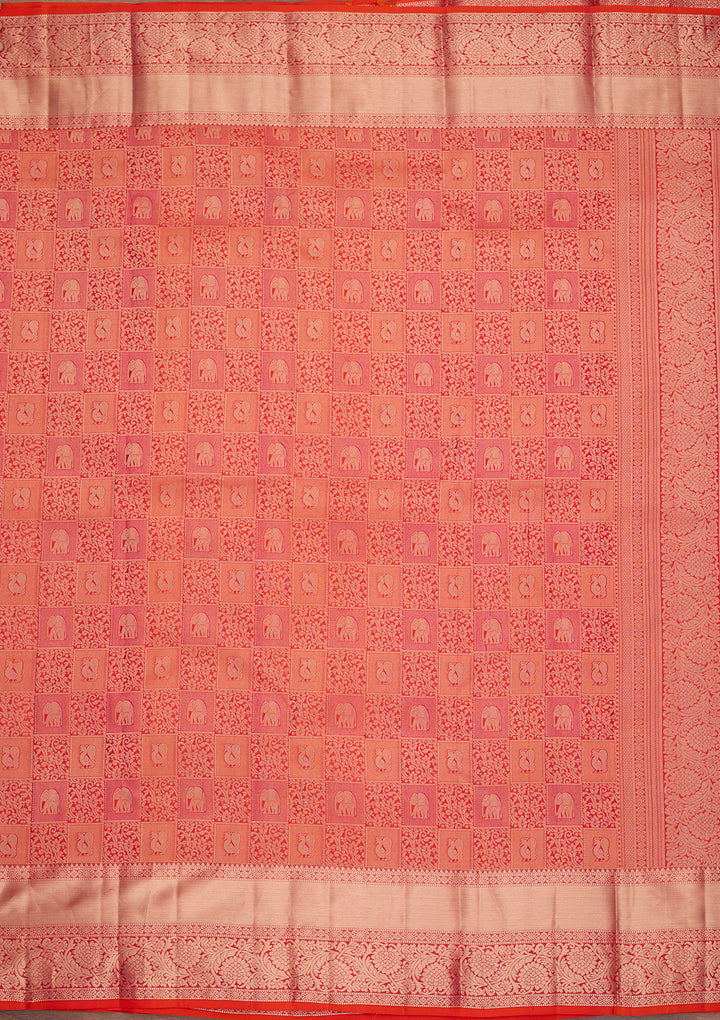 Orange Zariwork Pure Silk Saree