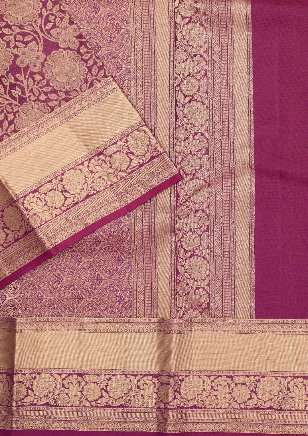 Wine Silk Jaal Gold Zariwork Saree With Matching Blouse Piece