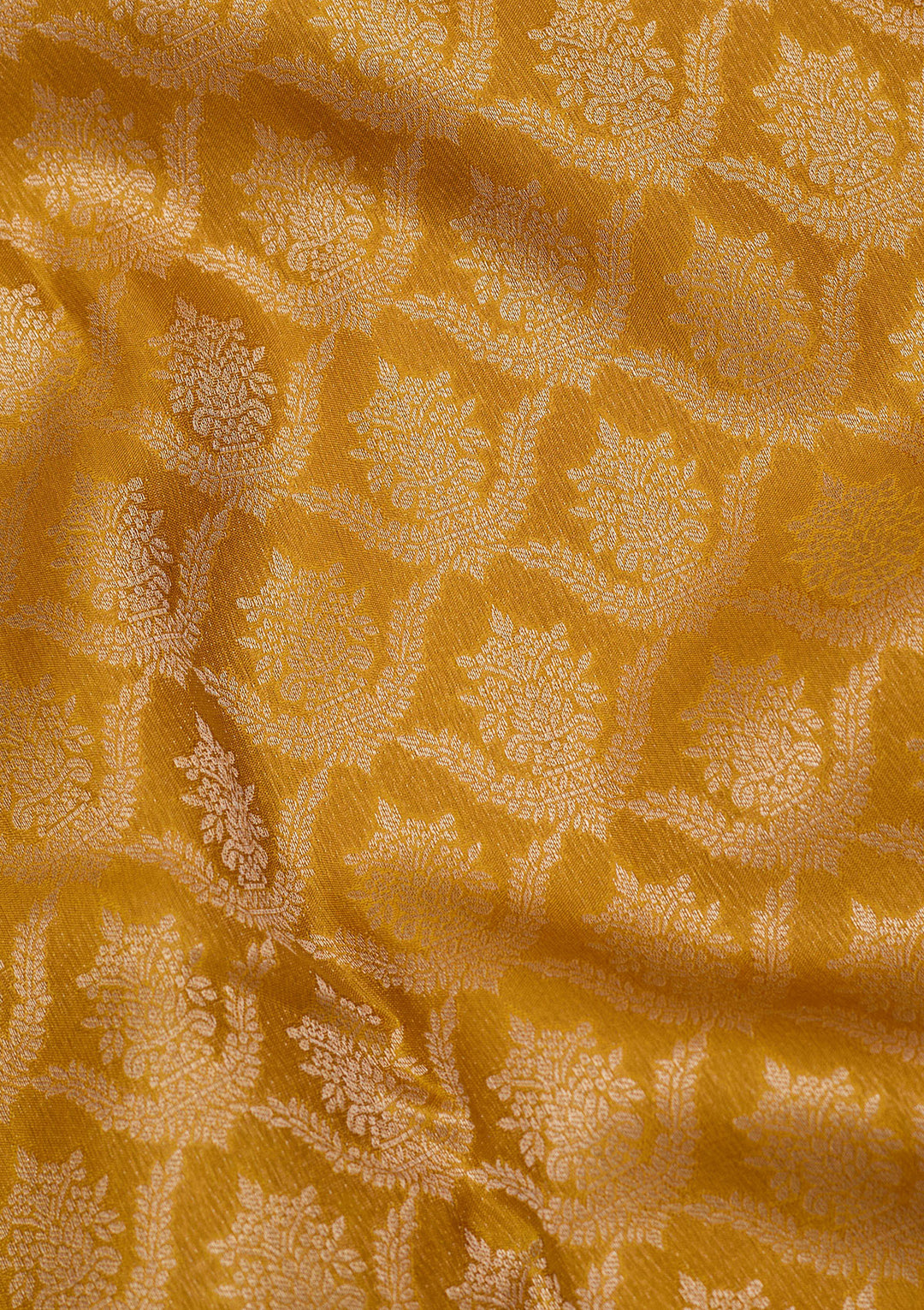 Gold Pure Silk Jaal Zariwork Saree With Matching Blouse Piece