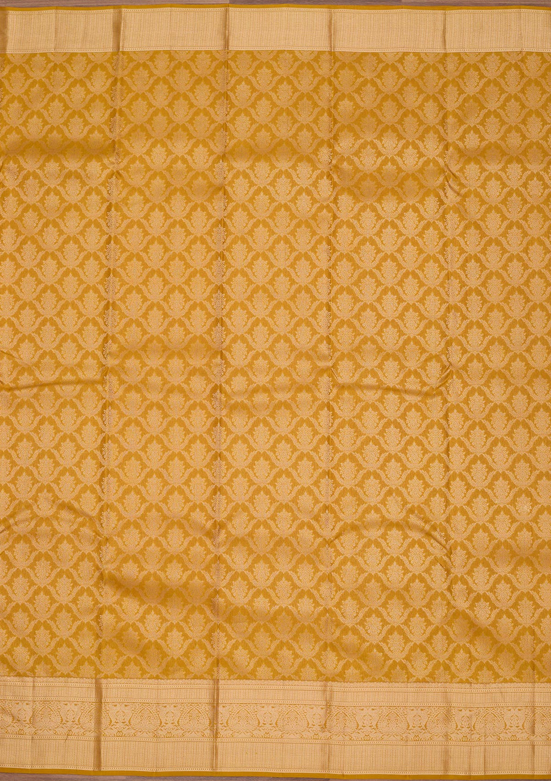 Gold Pure Silk Jaal Zariwork Saree With Matching Blouse Piece