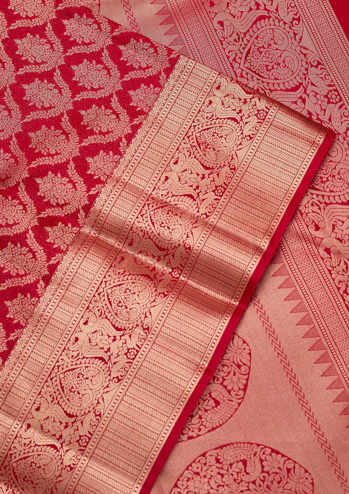 Maroon Silk Jaal Saree With Matching Blouse Piece