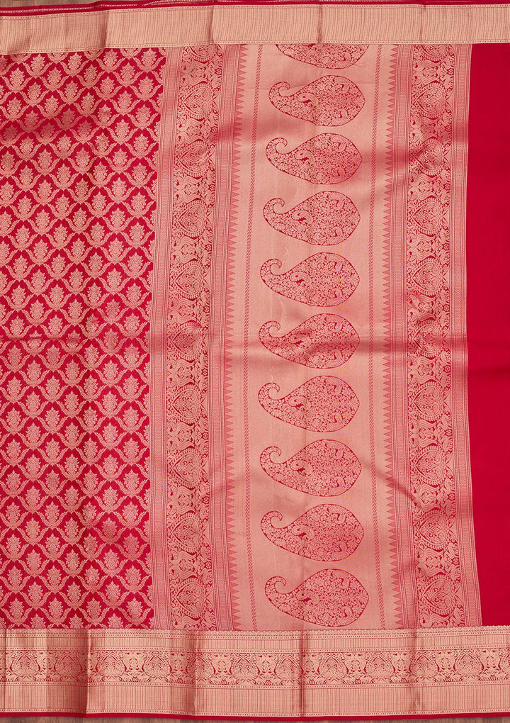 Maroon Silk Jaal Saree With Matching Blouse Piece