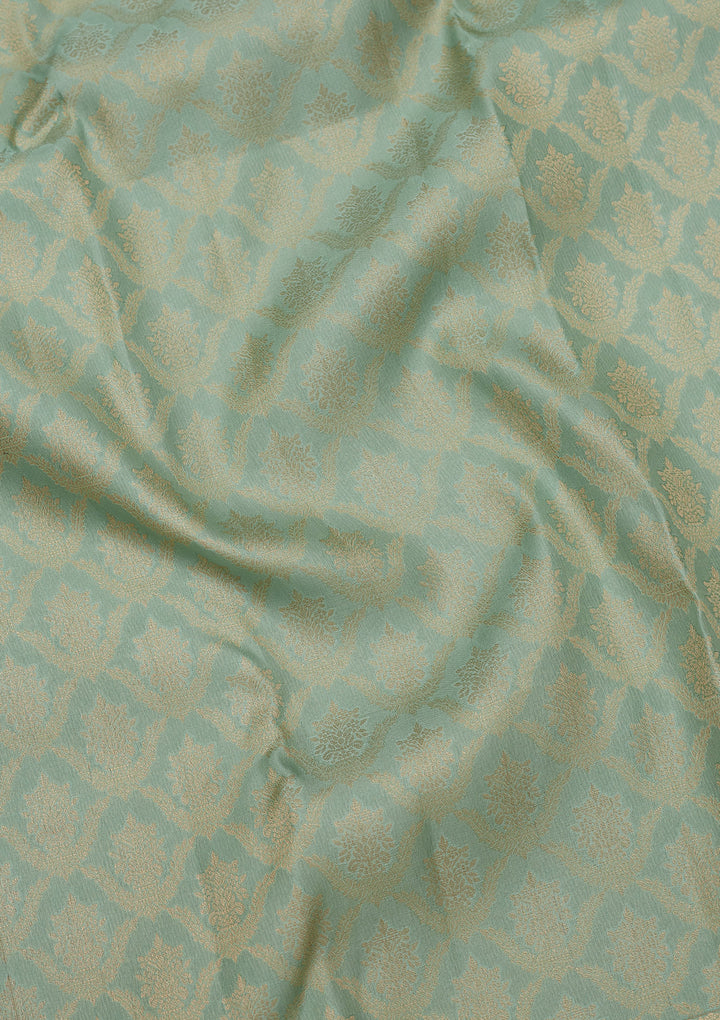 Sea Green Silk Jaal Saree With Matching Blouse Piece