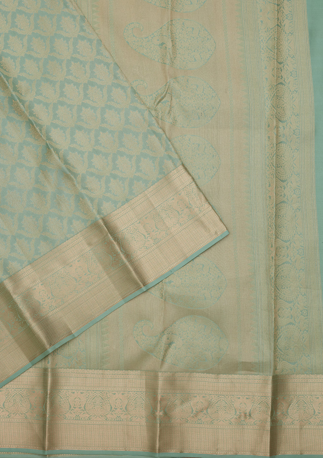Sea Green Silk Jaal Saree With Matching Blouse Piece