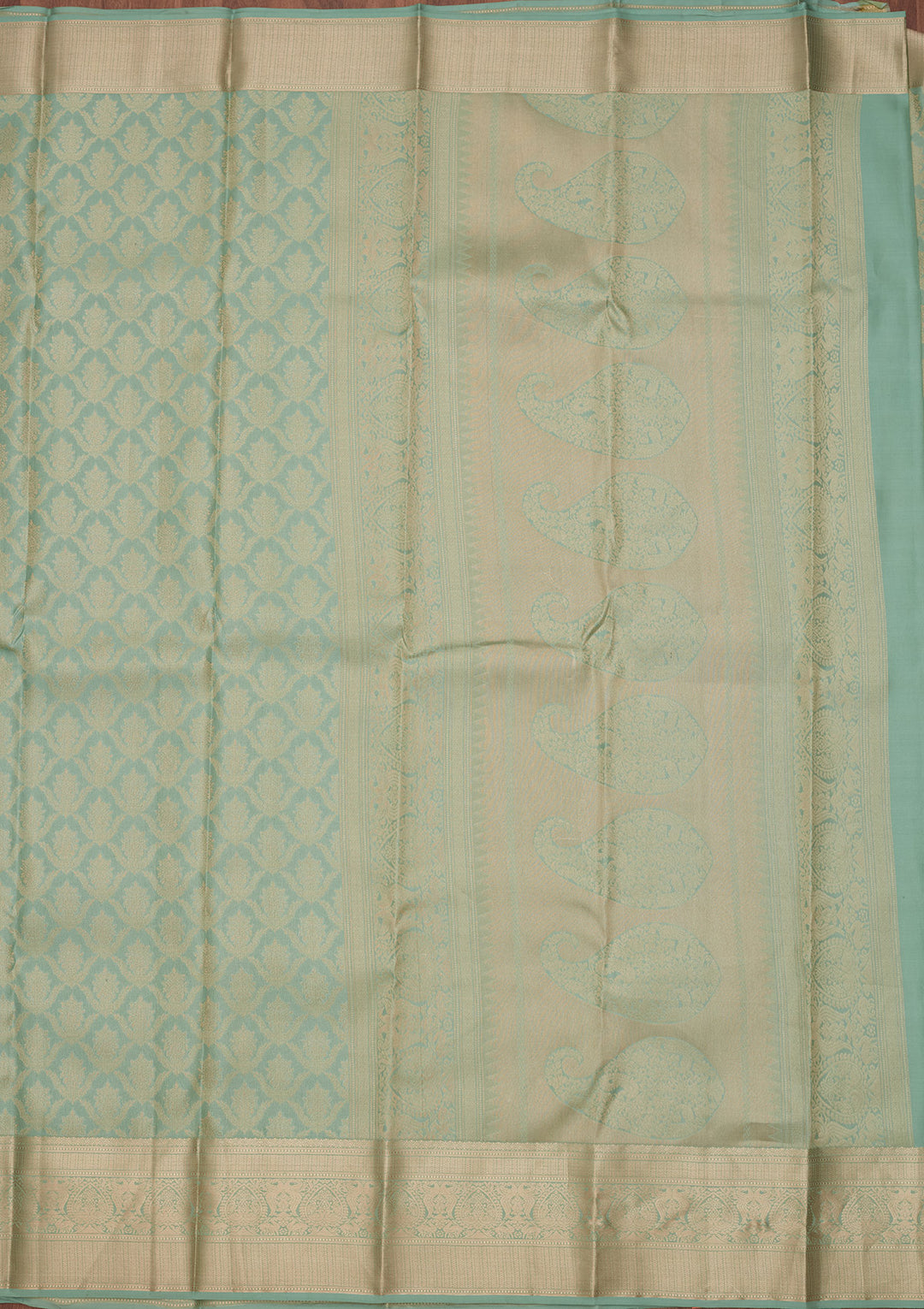 Sea Green Silk Jaal Saree With Matching Blouse Piece