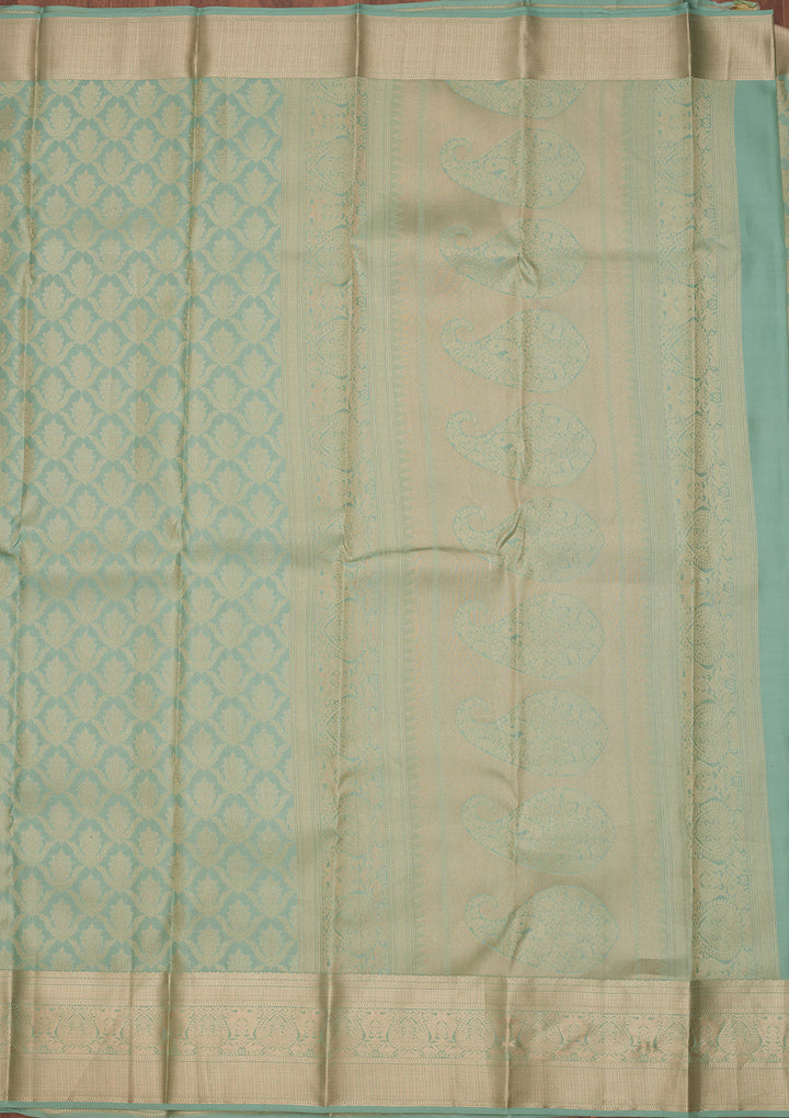 Sea Green Silk Jaal Saree With Matching Blouse Piece