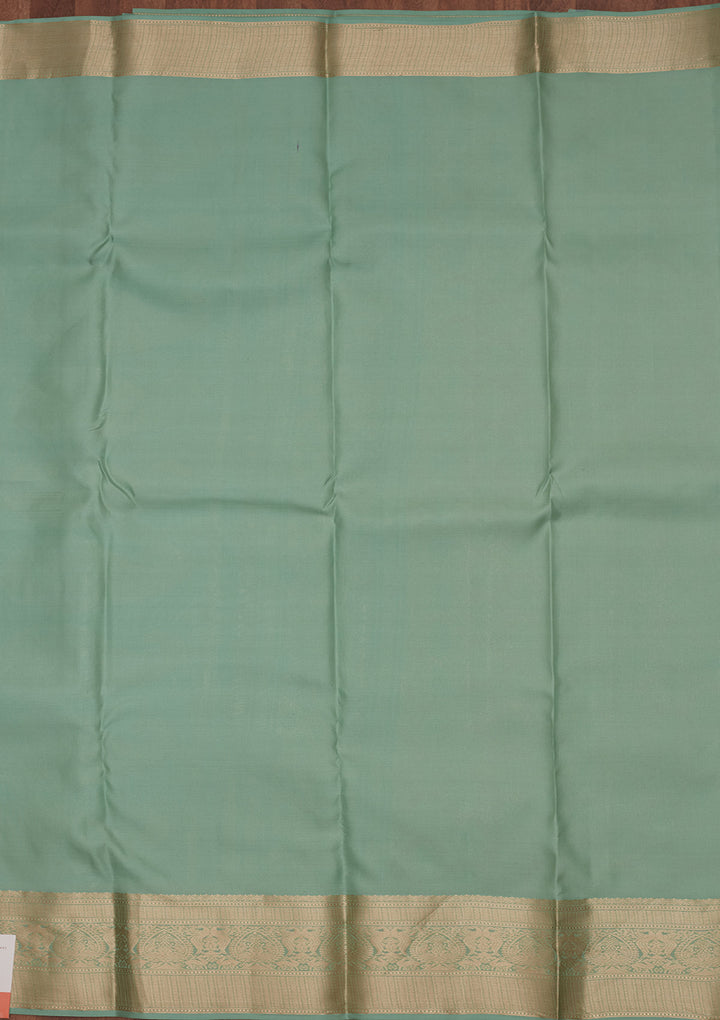 Sea Green Silk Jaal Saree With Matching Blouse Piece