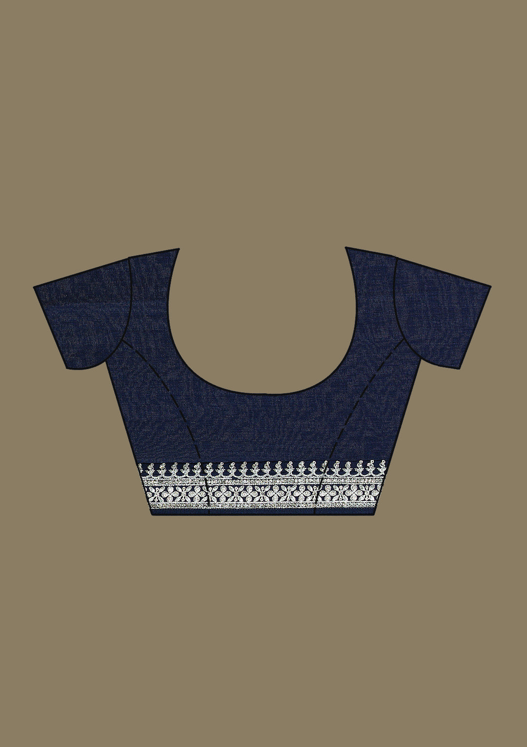 Navy Blue Threadwork Silk Saree
