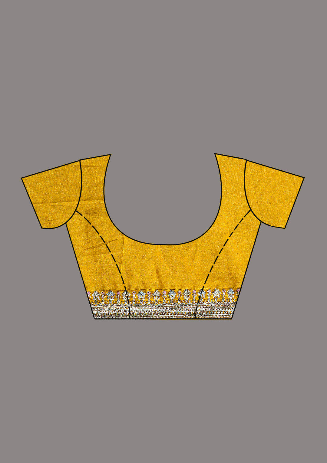 Mustard Threadwork Silk Saree