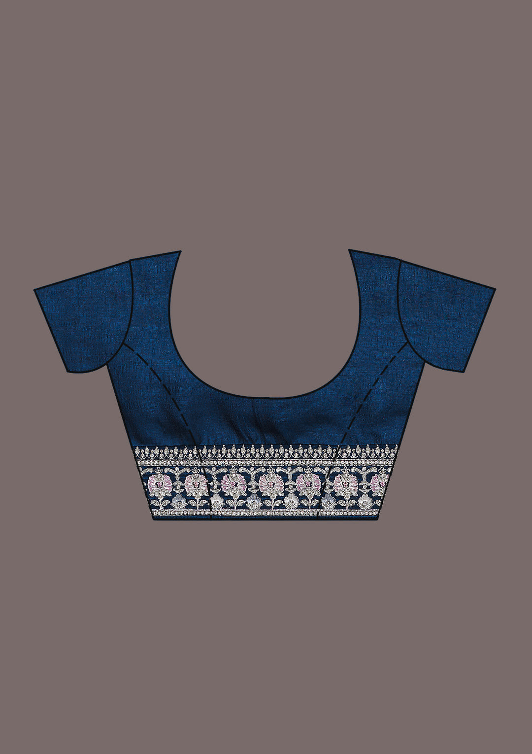 Peacock Blue Threadwork Silk Saree