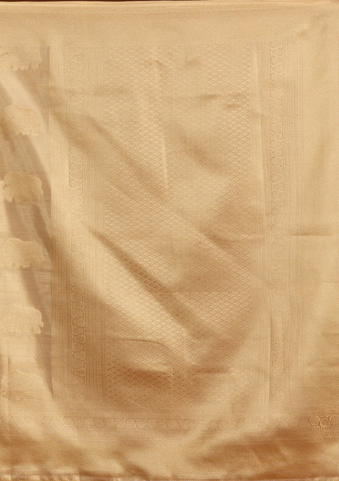 Beige Silk Buti Gold Zariwork Saree With Matching Blouse Piece
