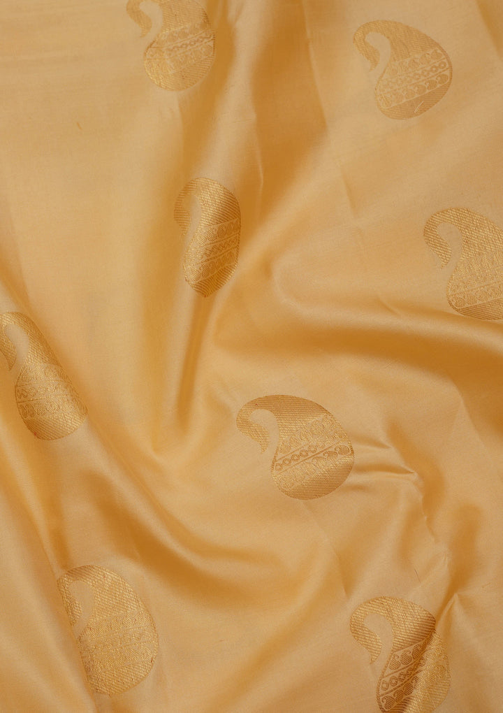 Cream Silk Buti Gold Zariwork Saree With Matching Blouse Piece
