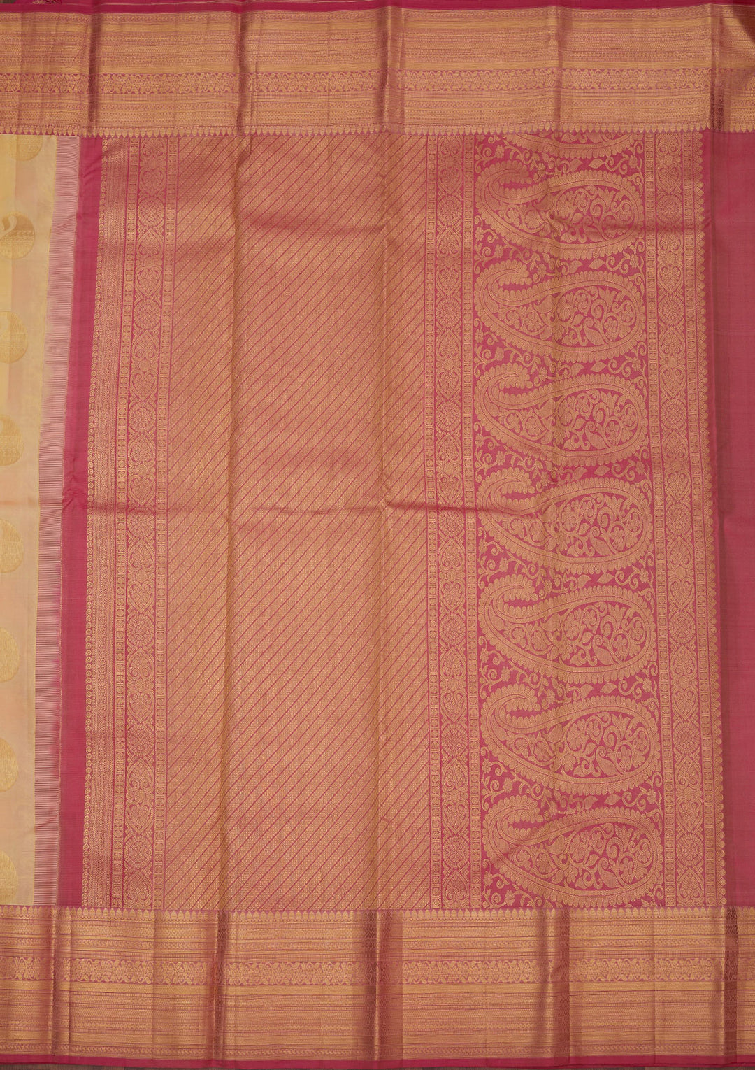 Cream Silk Buti Gold Zariwork Saree With Matching Blouse Piece