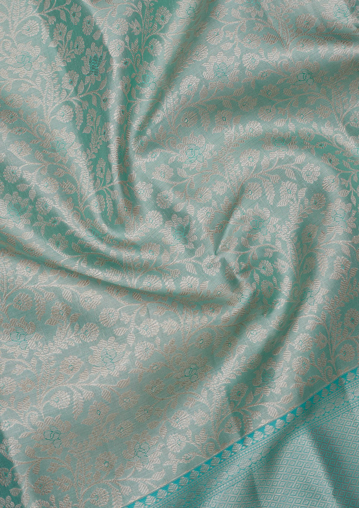 Sky Blue Zariwork Pure Silk Saree