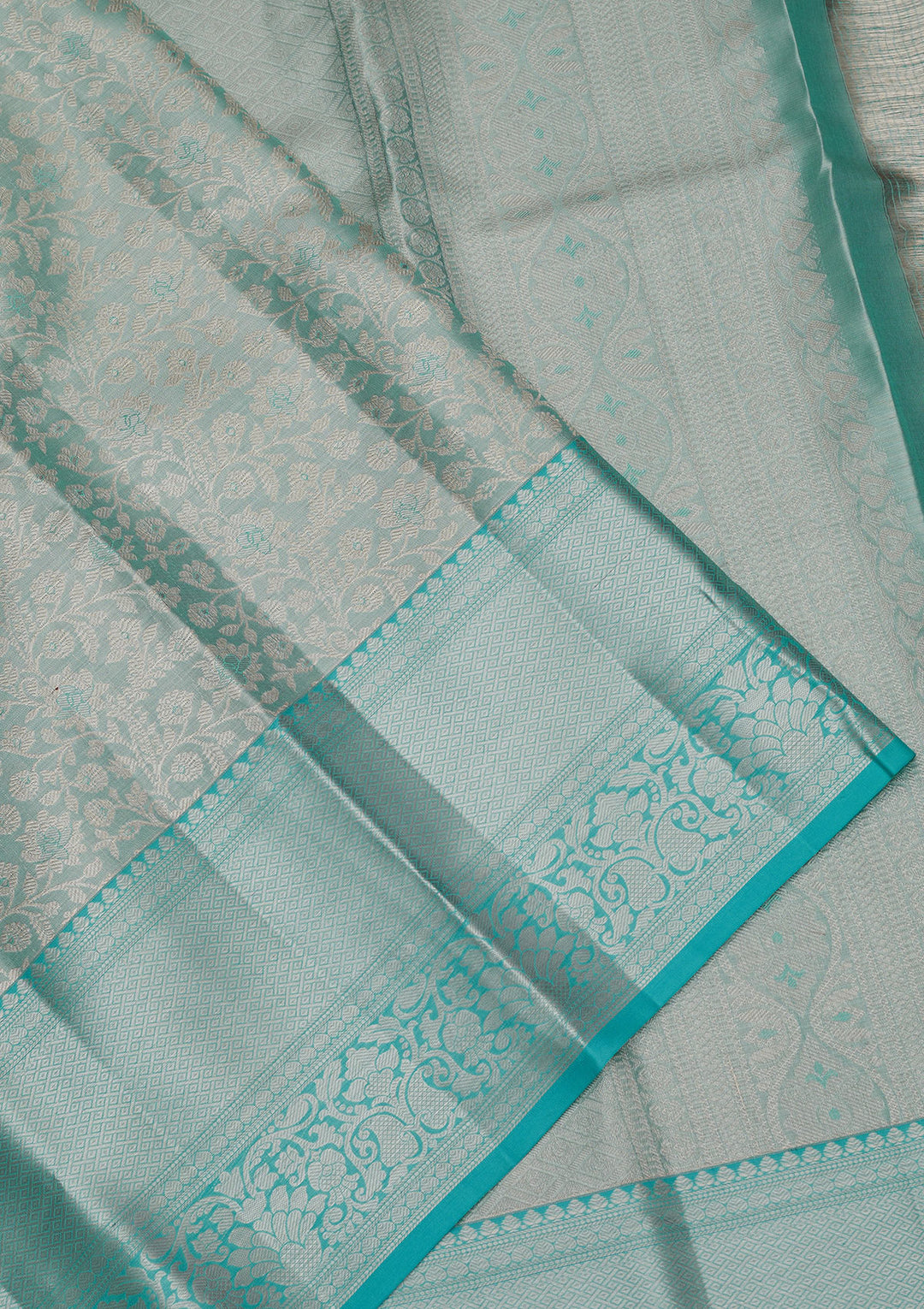 Sky Blue Zariwork Pure Silk Saree
