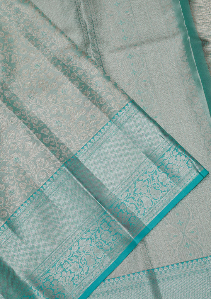 Sky Blue Zariwork Pure Silk Saree