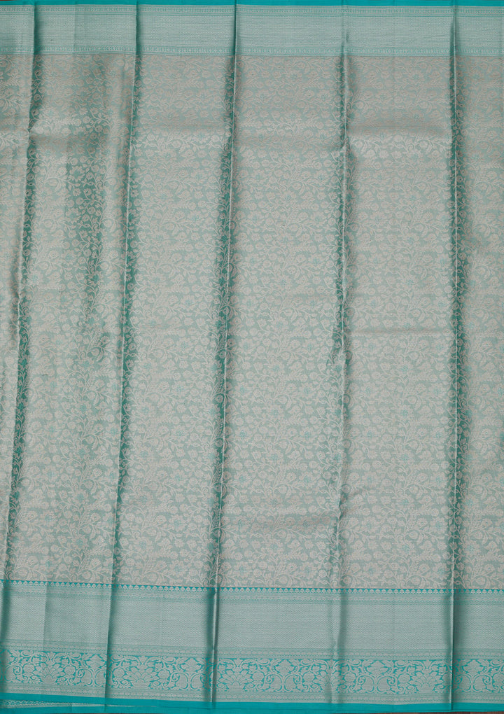 Sky Blue Zariwork Pure Silk Saree