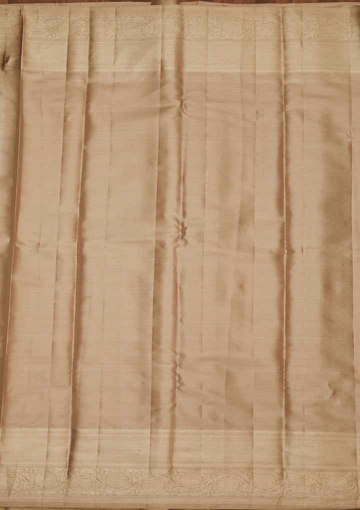 Grey Silk Jaal Gold Zariwork Saree With Matching Blouse Piece