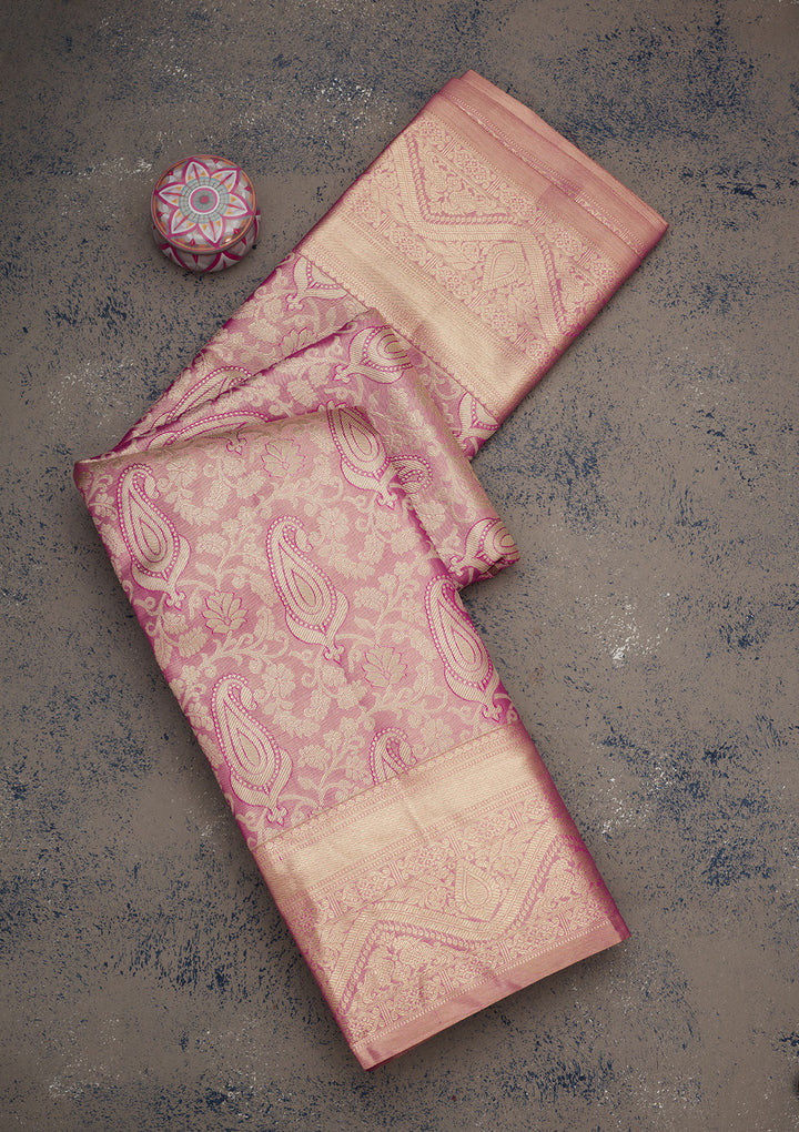 Rani Pink Zariwork Pure Silk Saree