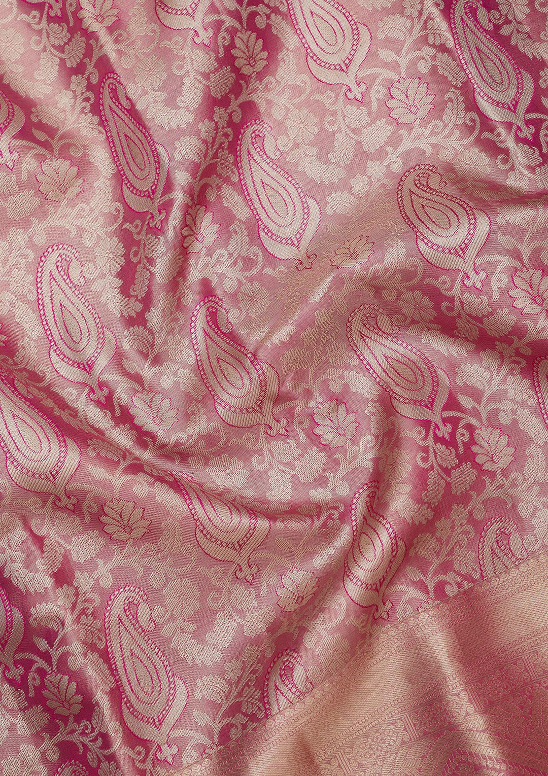 Rani Pink Zariwork Pure Silk Saree