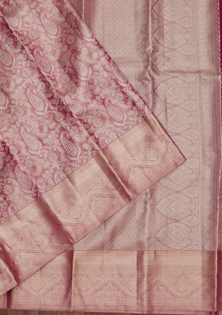 Rani Pink Zariwork Pure Silk Saree