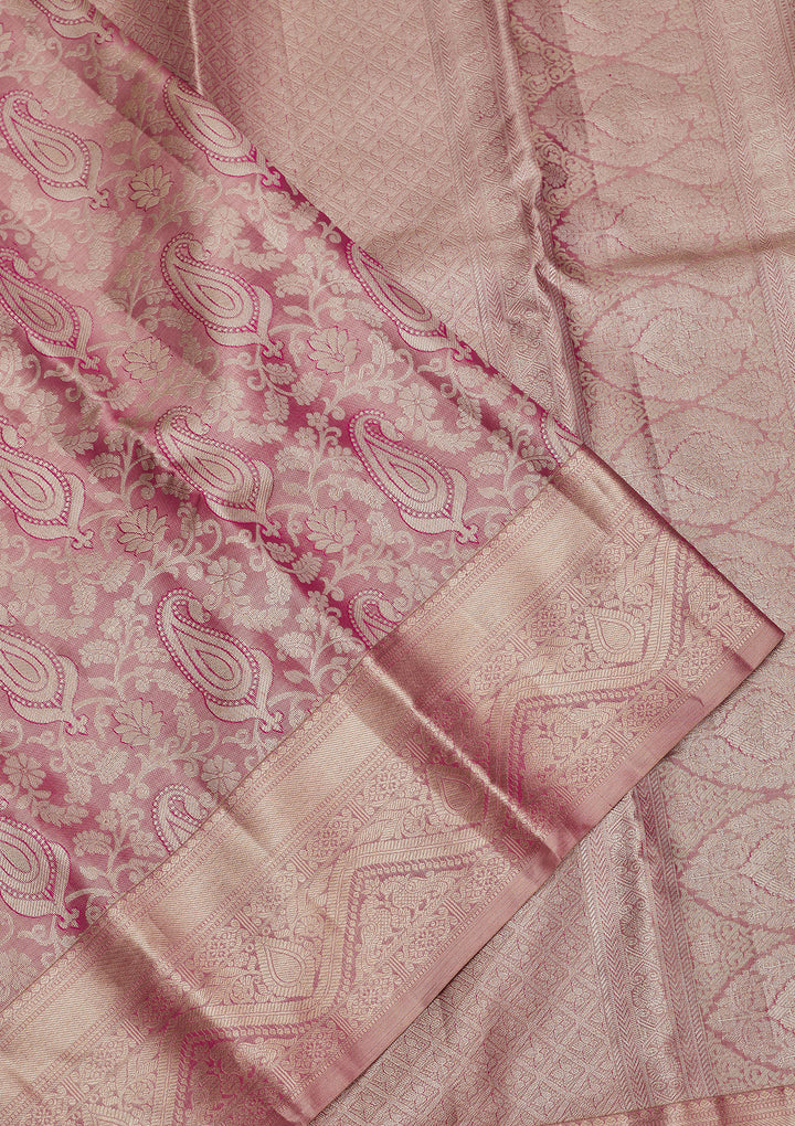 Rani Pink Zariwork Pure Silk Saree