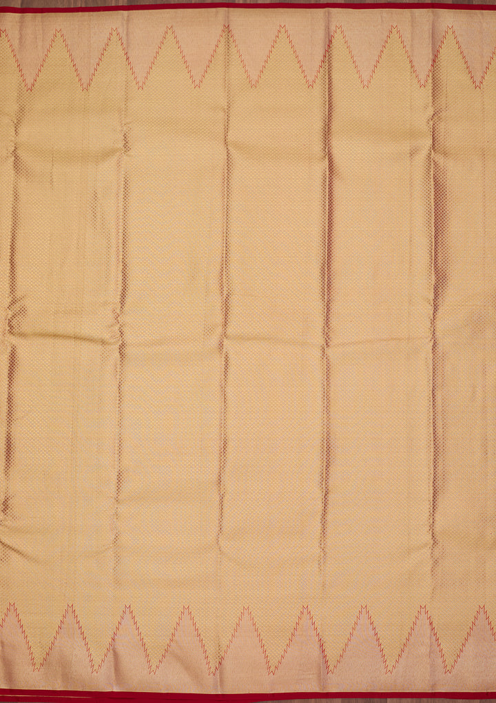 Gold Silk Jaal Gold Zariwork Saree With Matching Blouse Piece