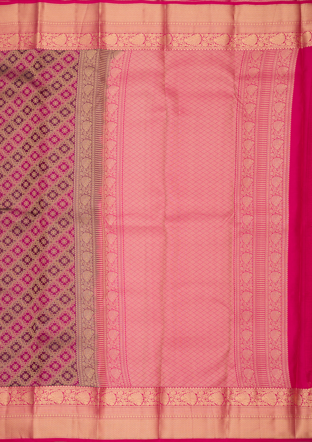 Wine Silk Jaal Gold Zariwork Saree With Matching Blouse Piece