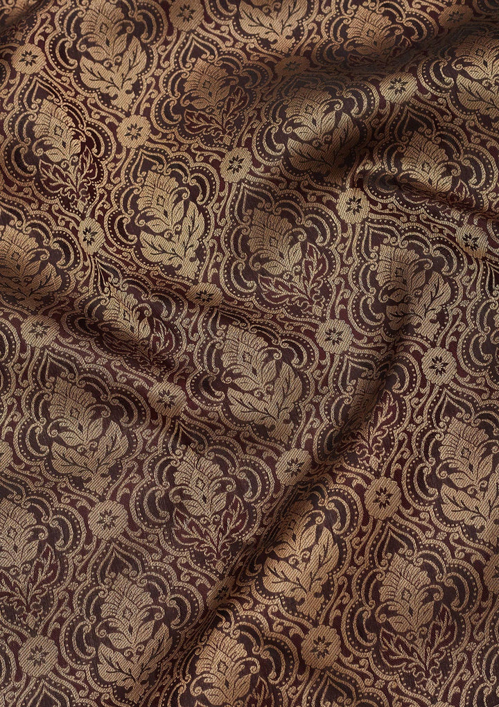 Brown Silk Jaal Saree With Matching Blouse Piece