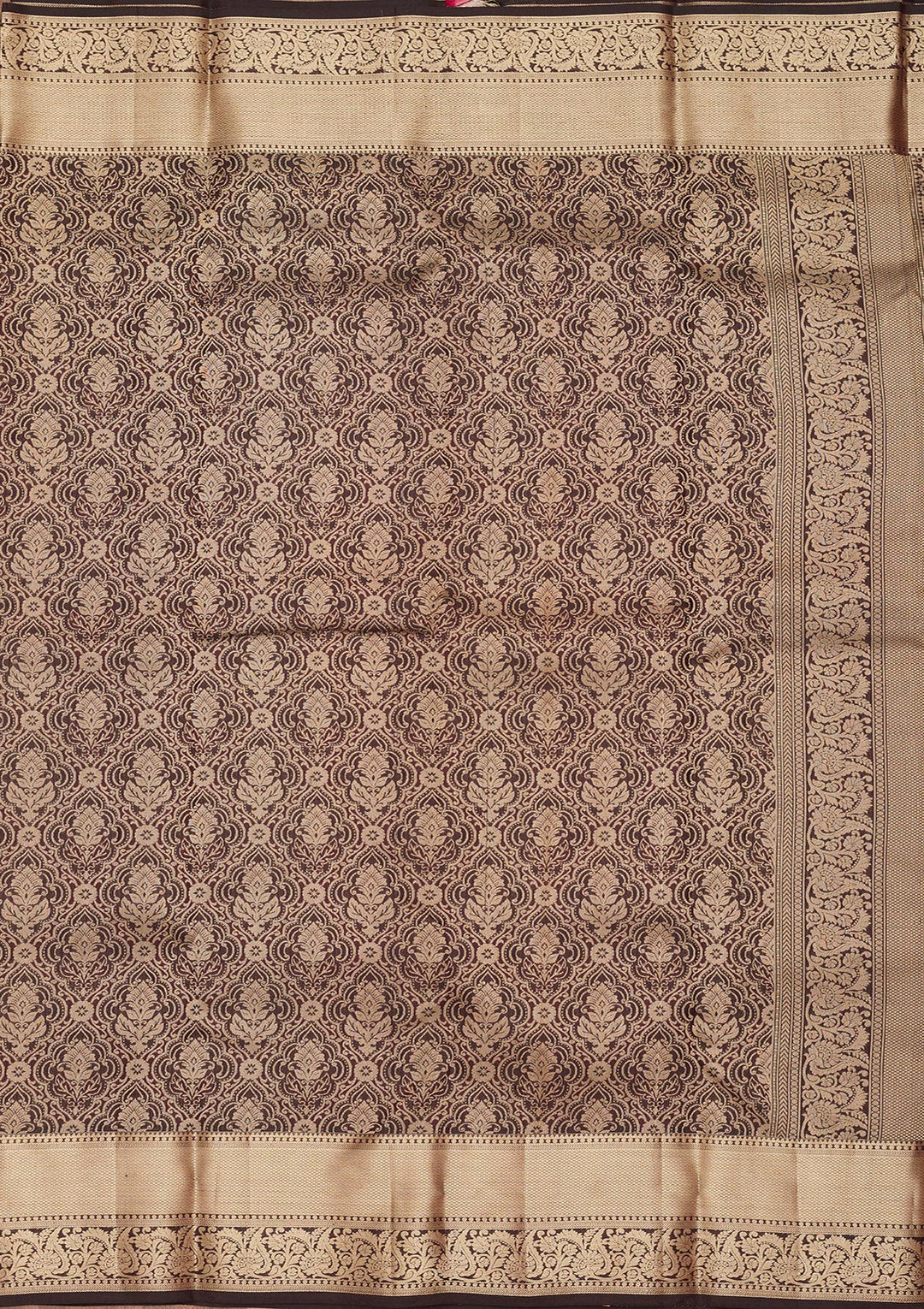 Brown Silk Jaal Saree With Matching Blouse Piece