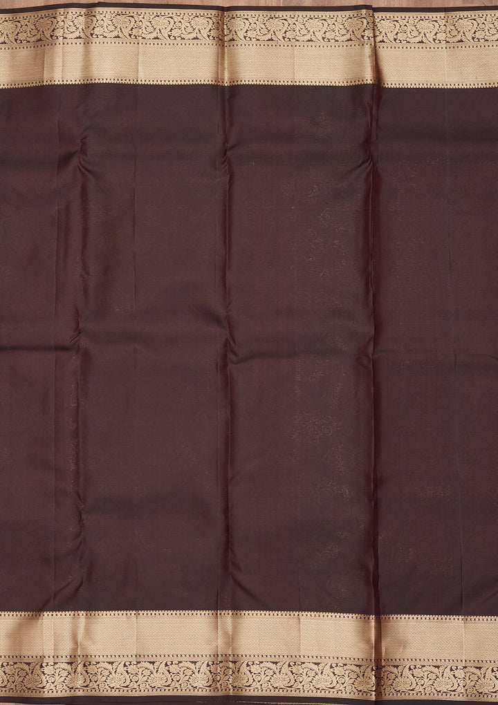 Brown Silk Jaal Saree With Matching Blouse Piece