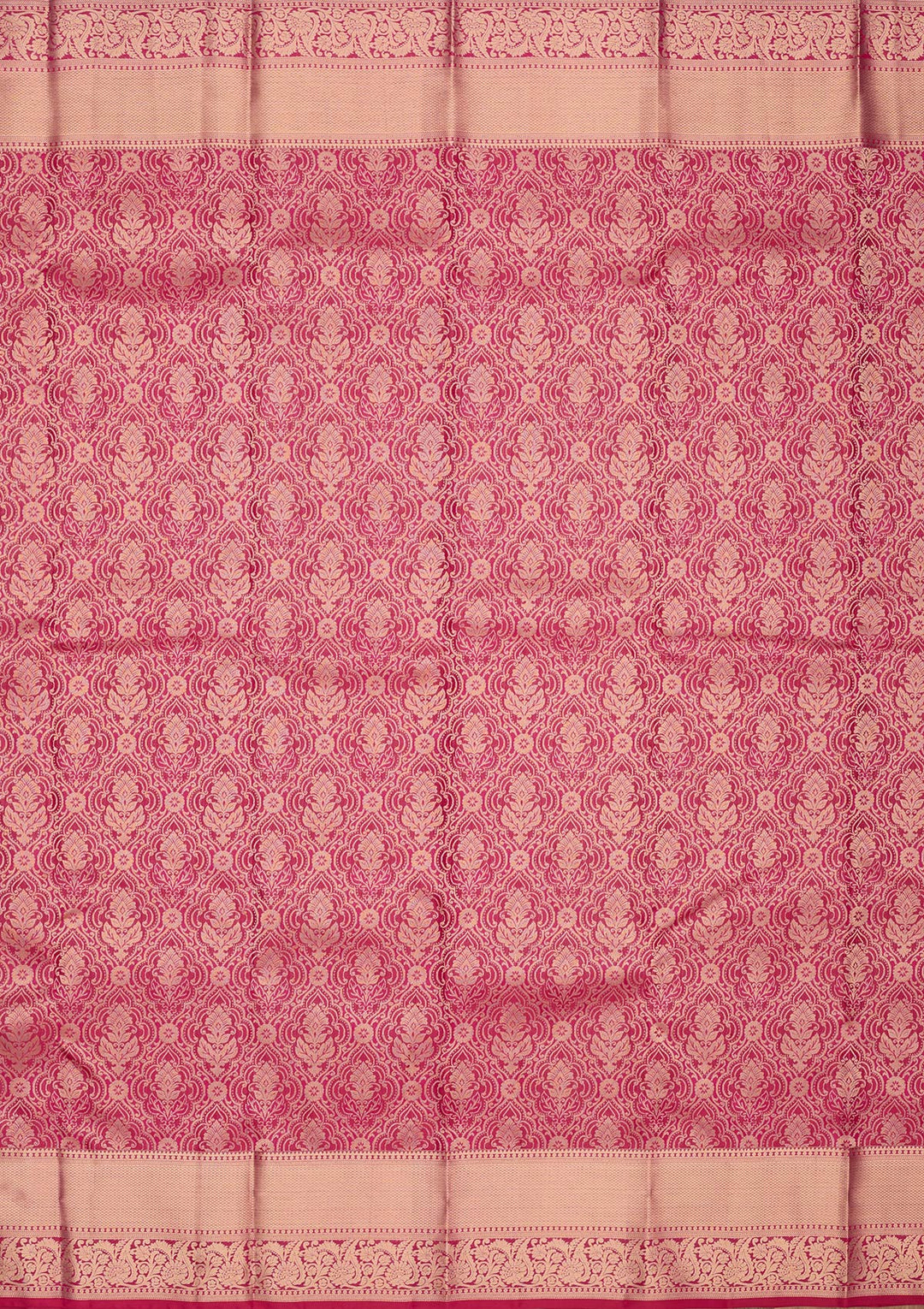 Rani Pink Pure Silk Jaal Zariwork Saree With Matching Blouse Piece