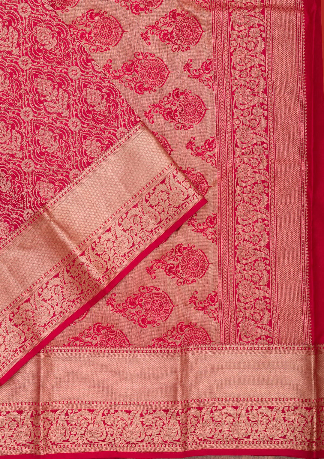 Red Pure Silk Jaal Zariwork Saree With Matching Blouse Piece