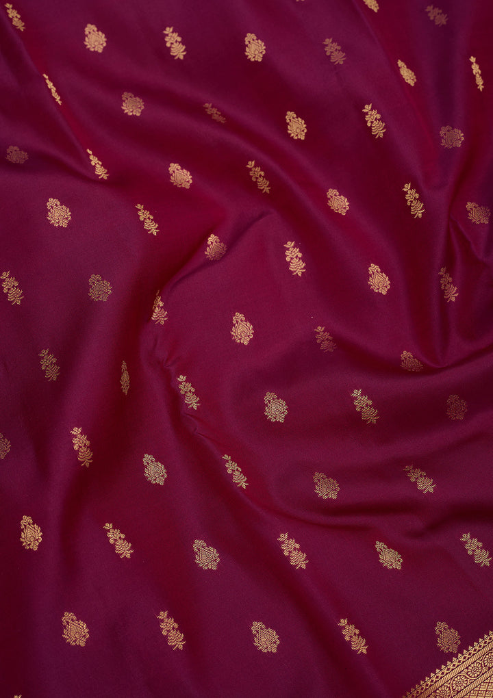 Purple Silk Buti Gold Zariwork Saree With Matching Blouse Piece