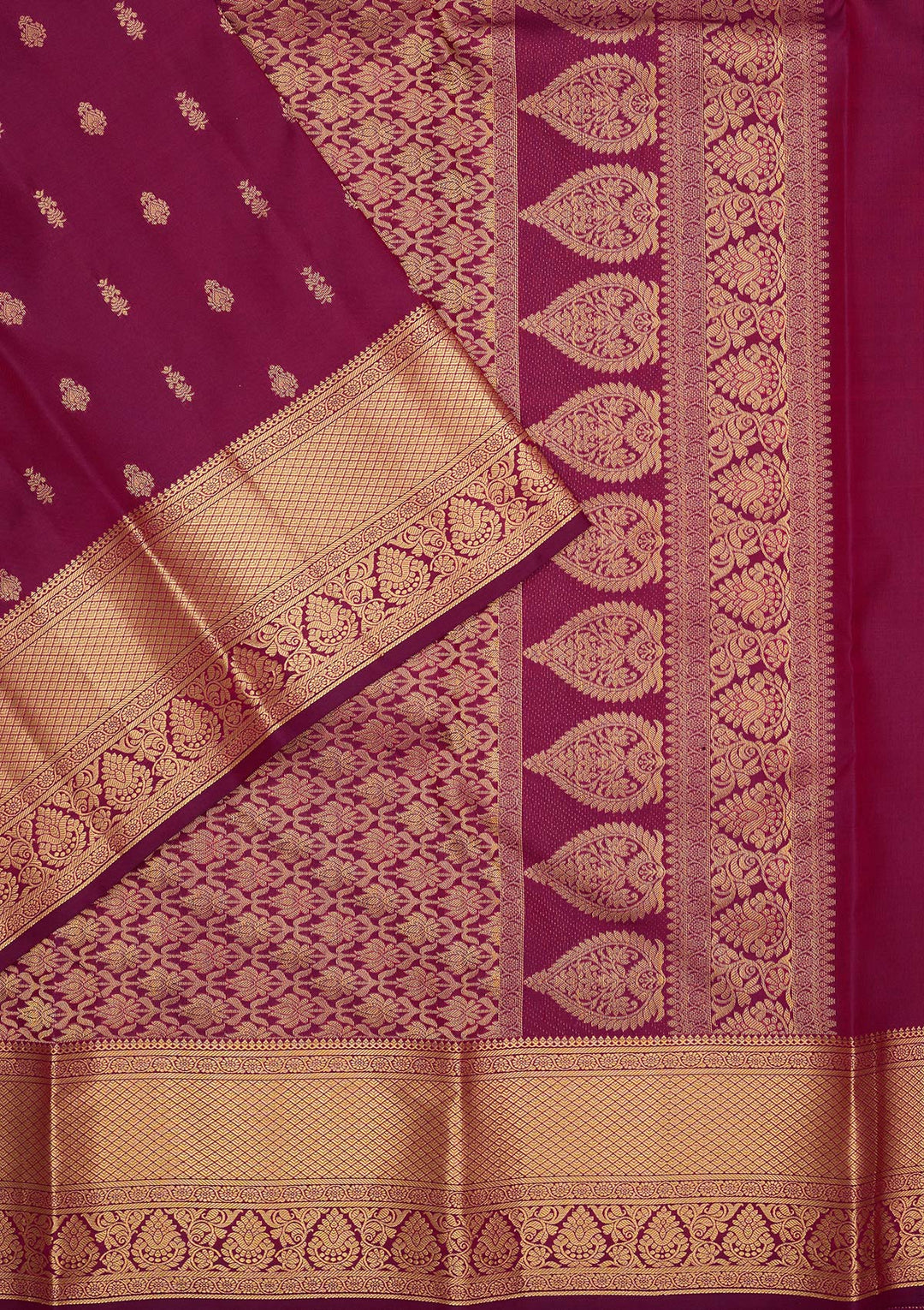 Purple Silk Buti Gold Zariwork Saree With Matching Blouse Piece