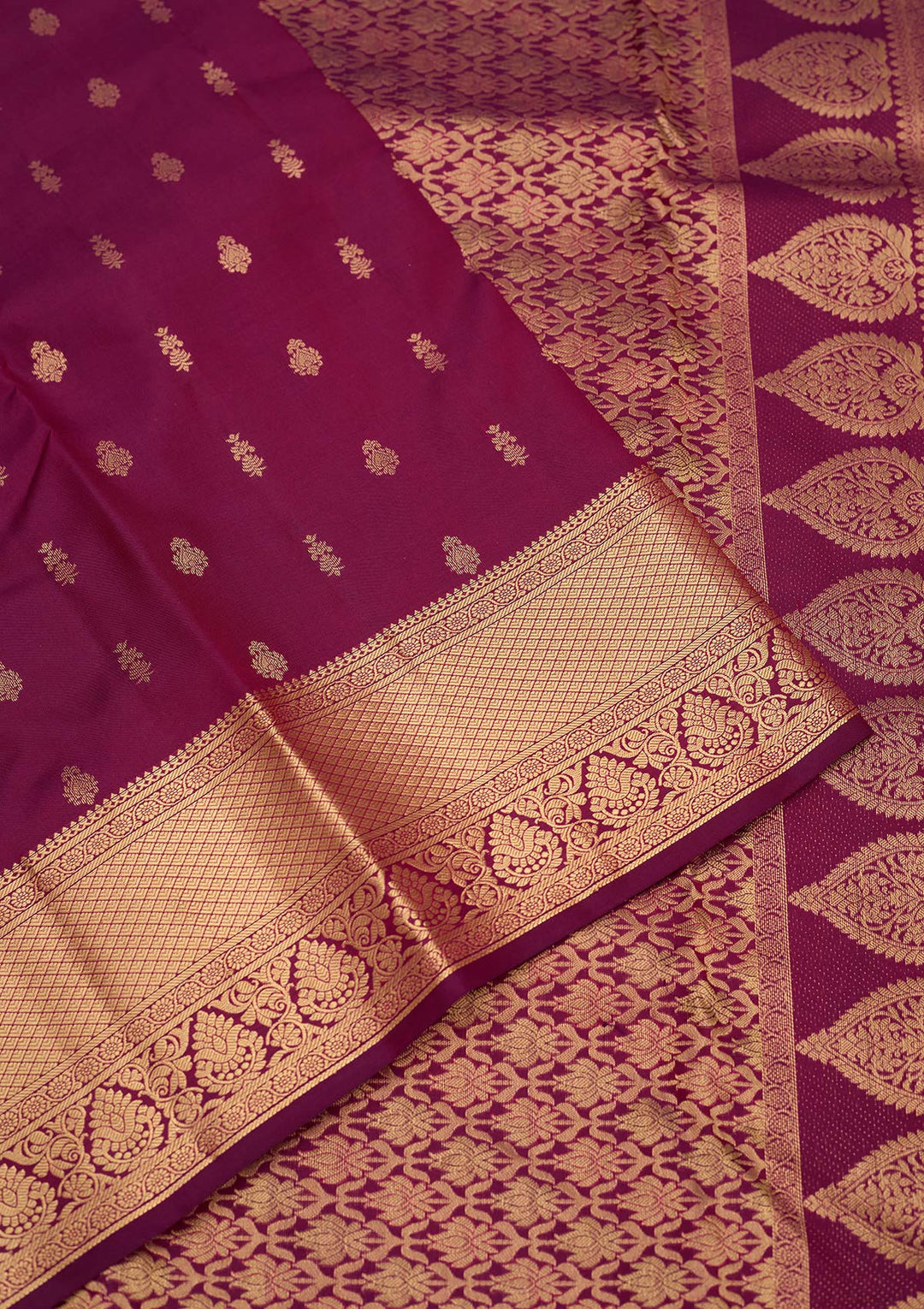 Purple Silk Buti Gold Zariwork Saree With Matching Blouse Piece
