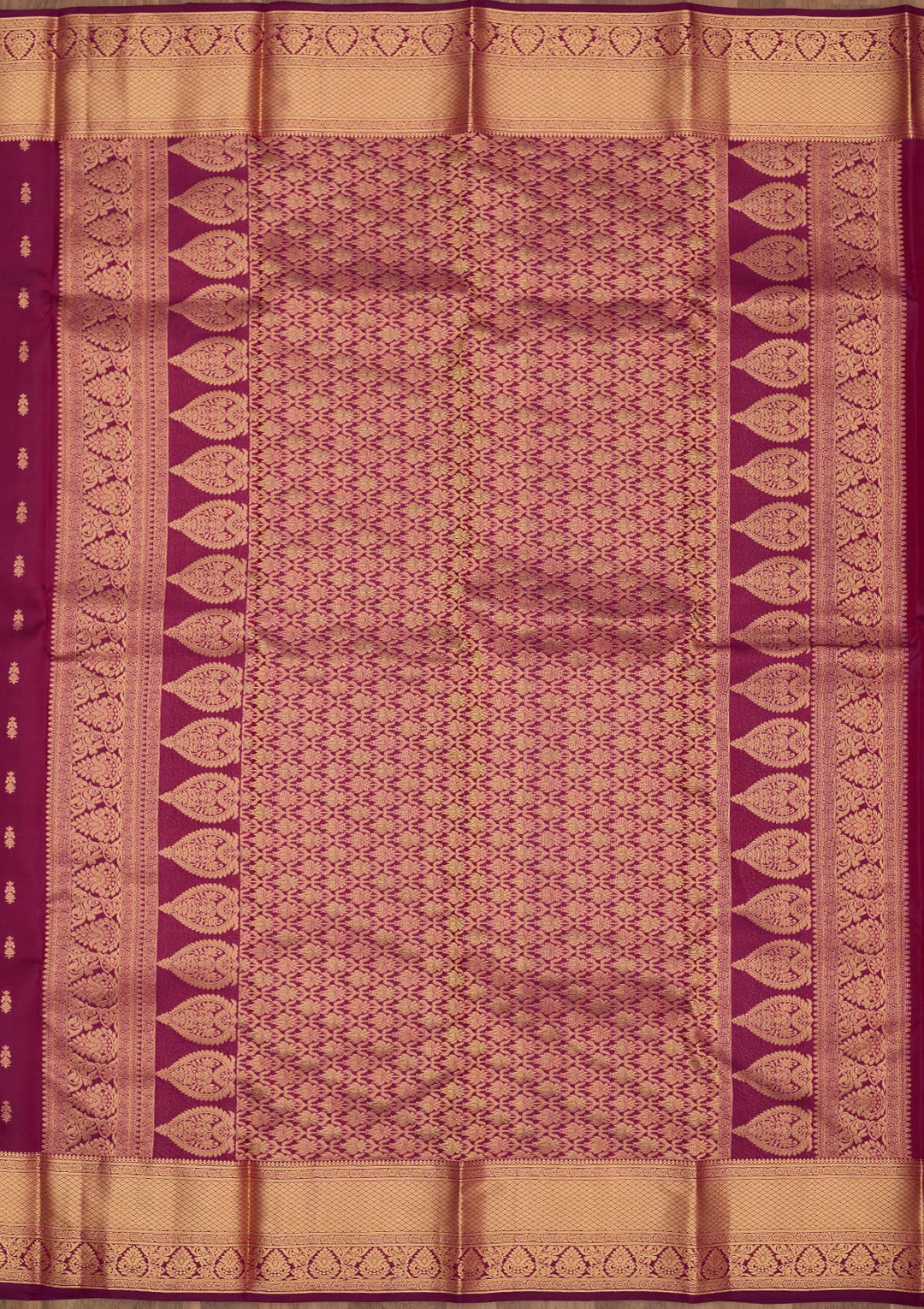 Purple Silk Buti Gold Zariwork Saree With Matching Blouse Piece