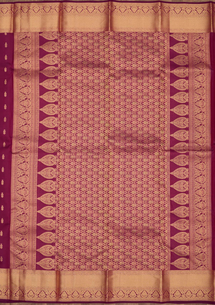 Purple Silk Buti Gold Zariwork Saree With Matching Blouse Piece