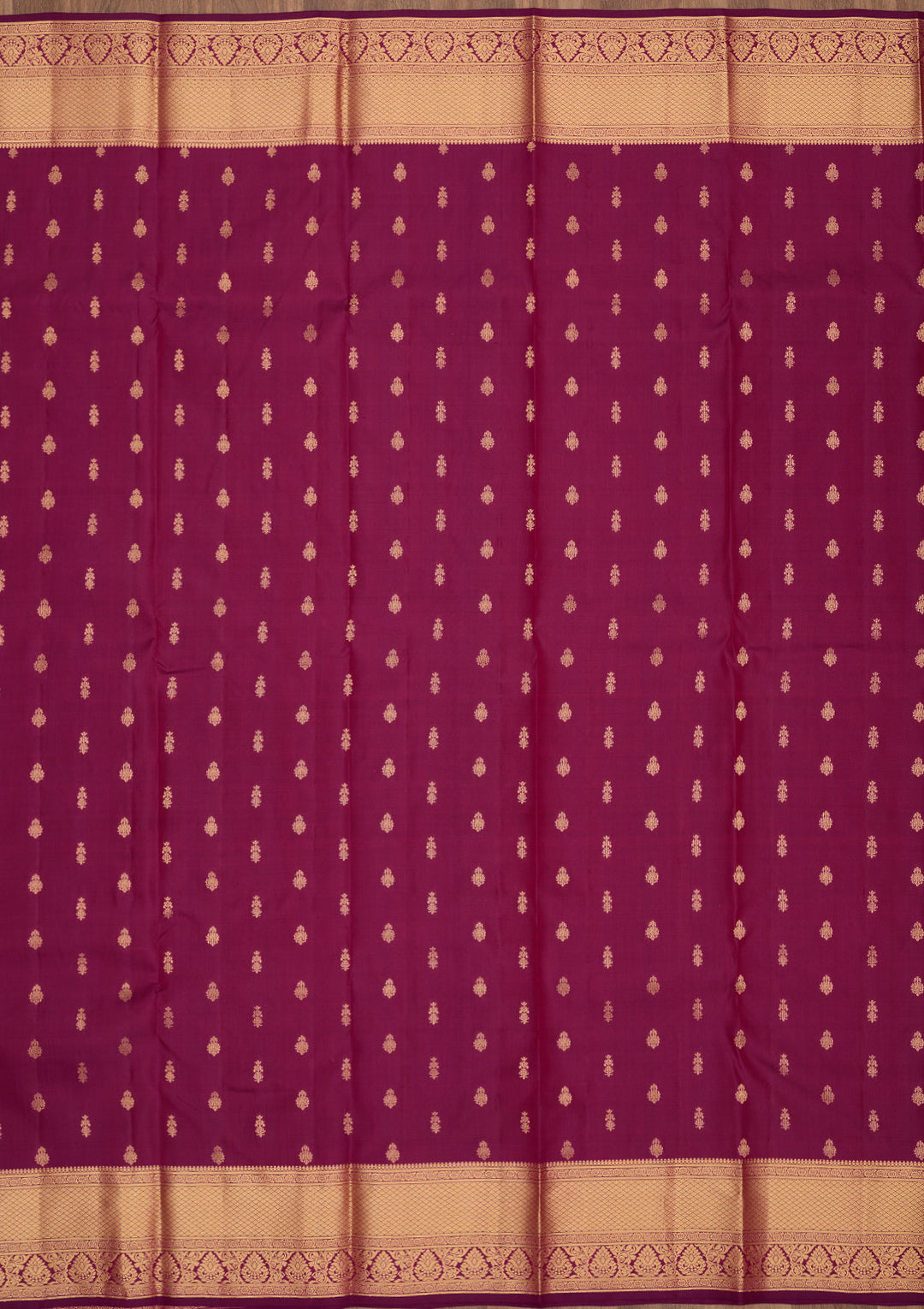 Purple Silk Buti Gold Zariwork Saree With Matching Blouse Piece