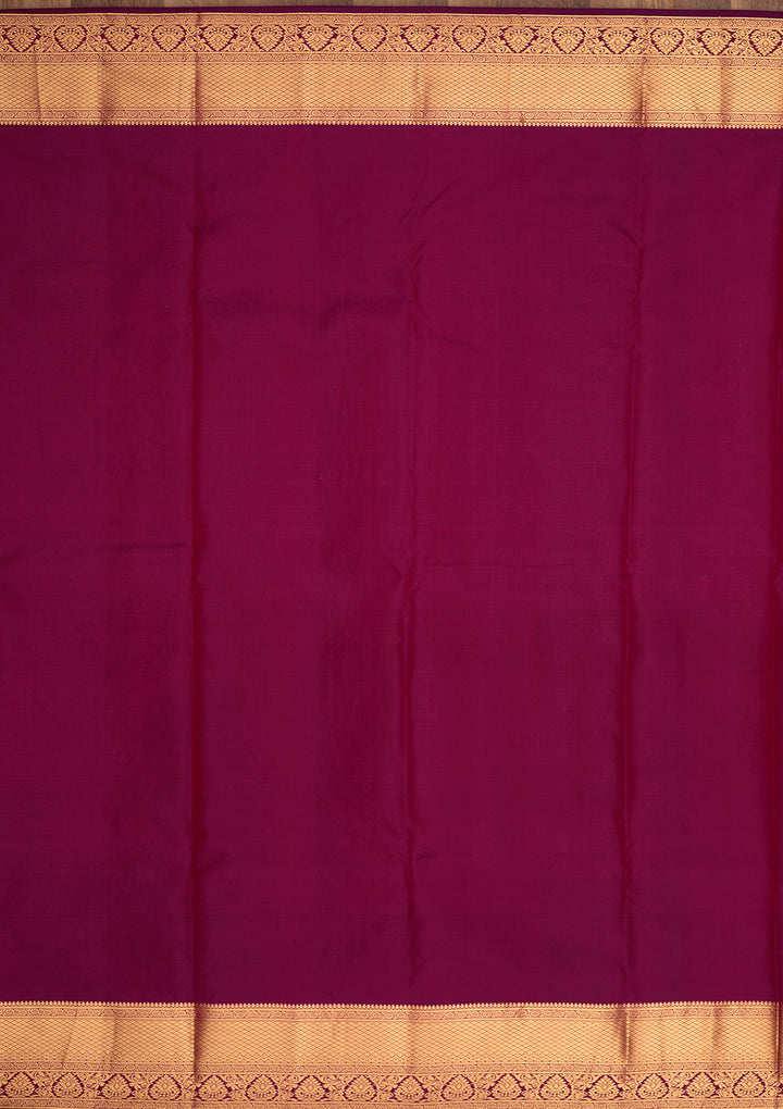 Purple Silk Buti Gold Zariwork Saree With Matching Blouse Piece